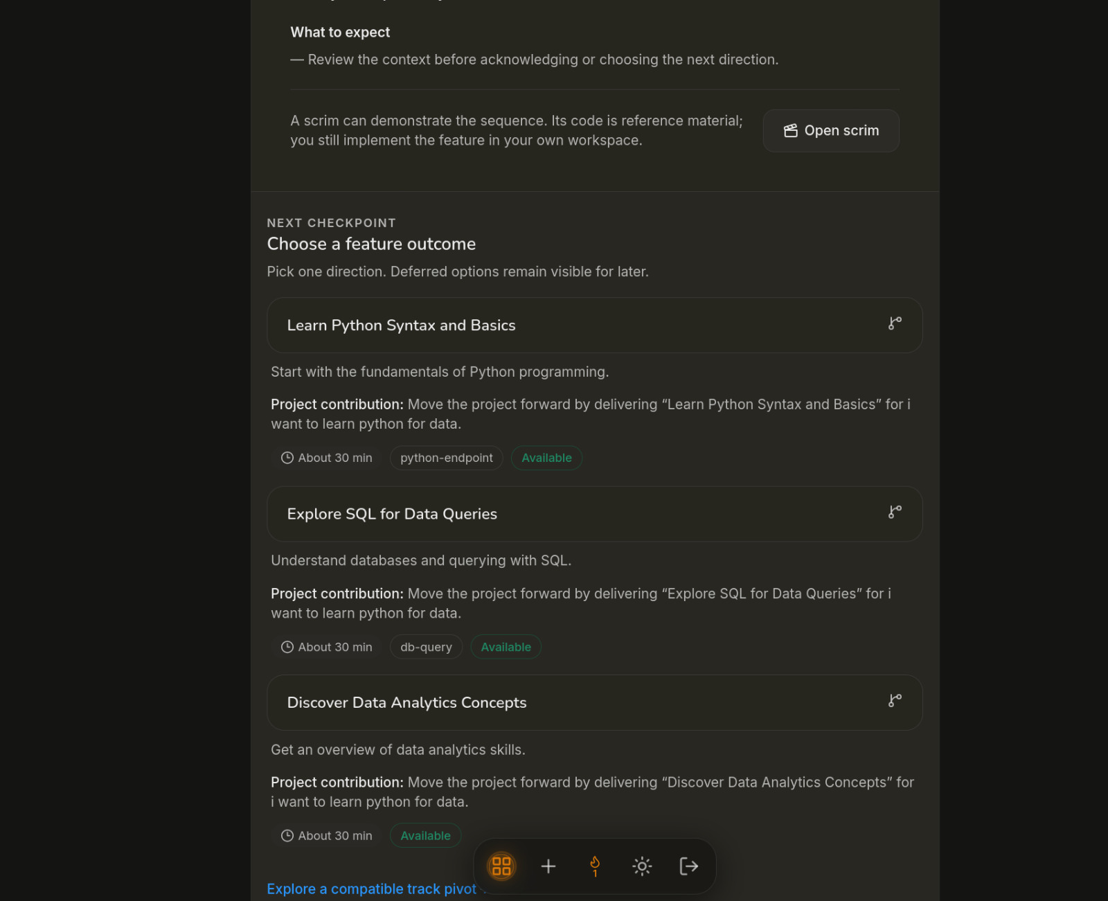 Feature branching choices